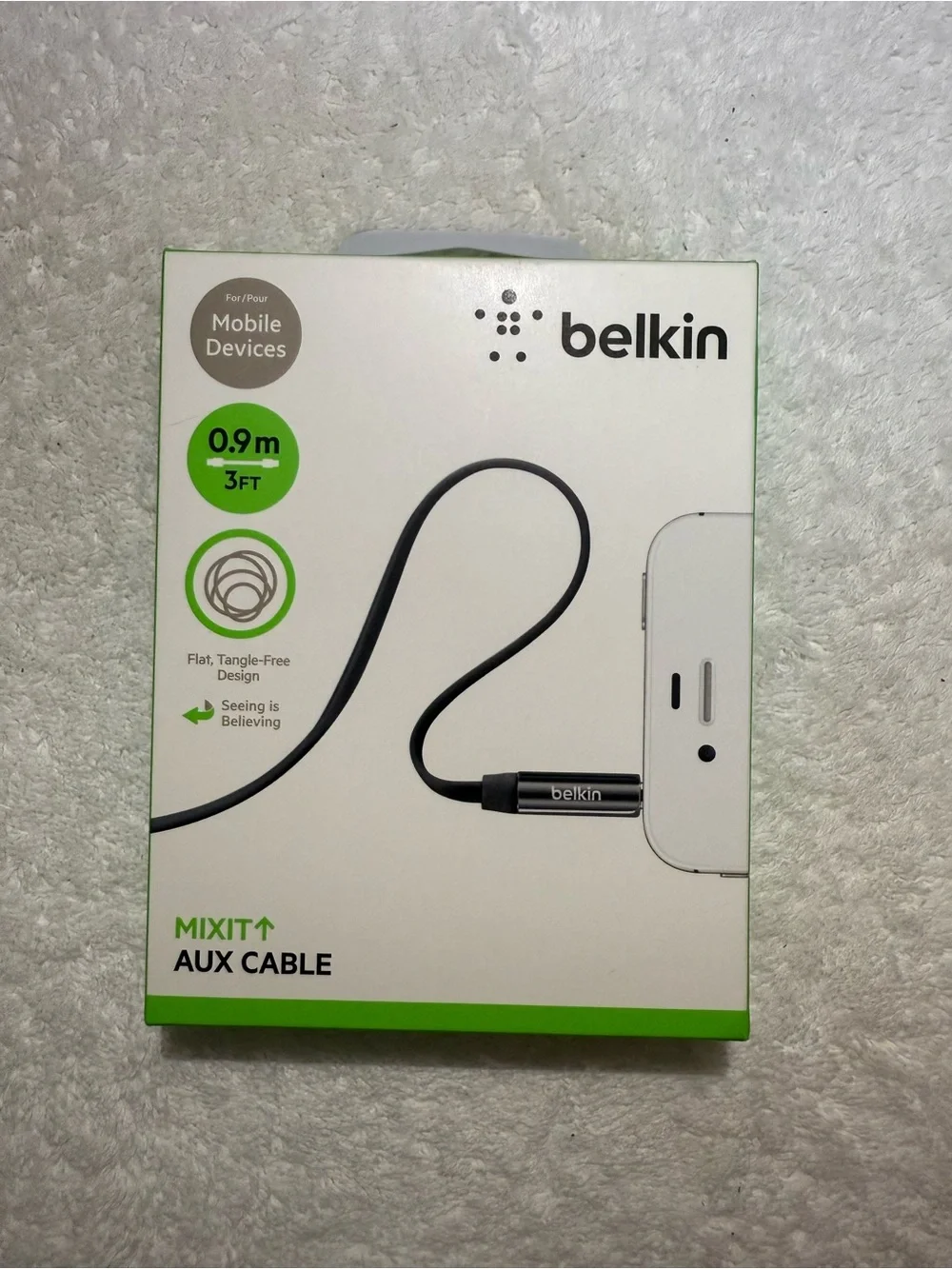 belkin Black Mixit Aux Cable - Flat Tangle-Free Design